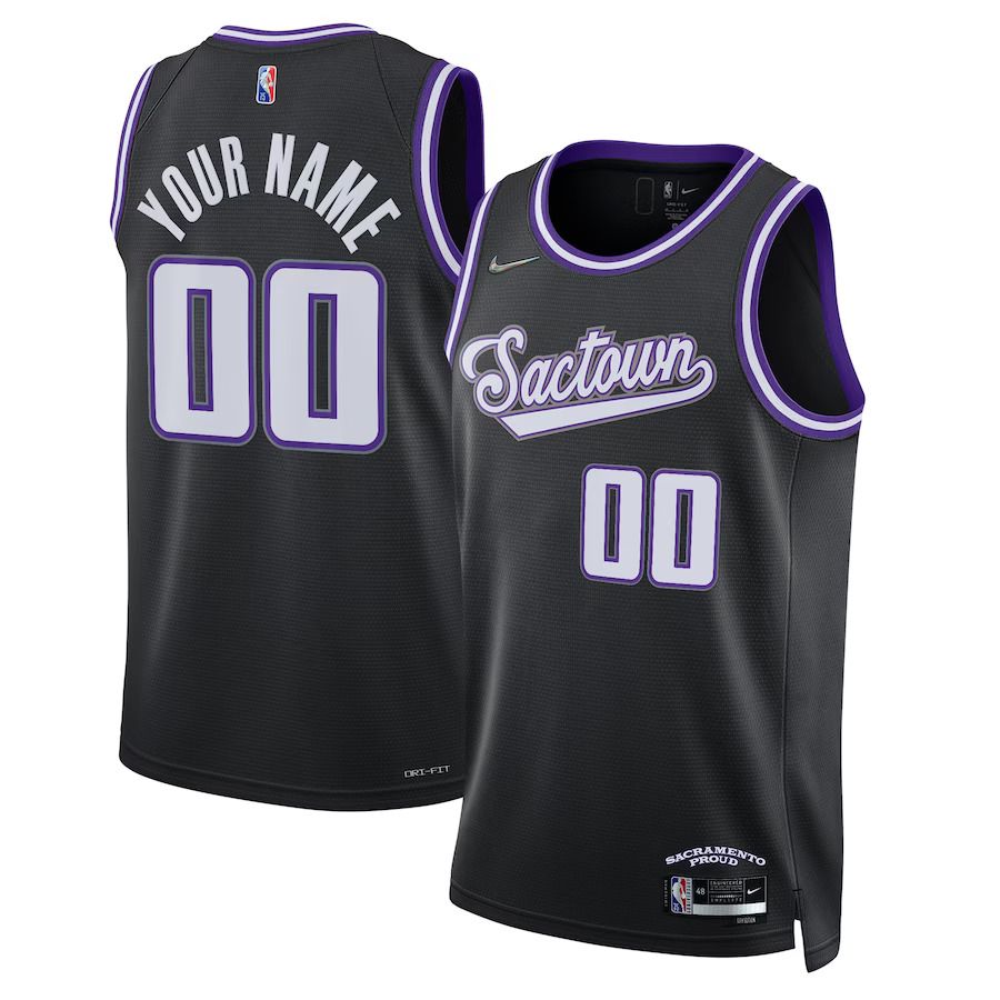 Men Sacramento Kings Nike Black City Edition Swingman Custom NBA Jersey->youth nba jersey->Youth Jersey